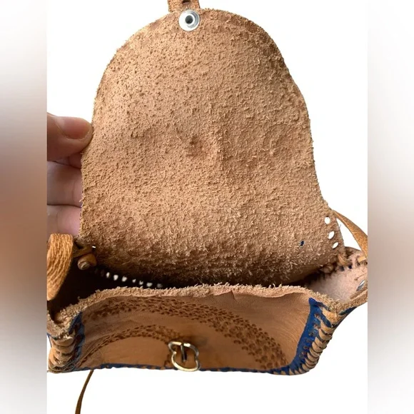 Authentic San Carlos Sonora Mexican  Handcrafted Leather Crossbody Bag Floral - Picture 6 of 12